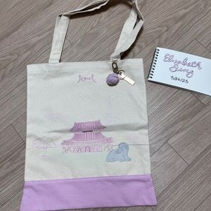 South Korea Seoul City Starbucks Embroidered Canvas Tote with Keychain